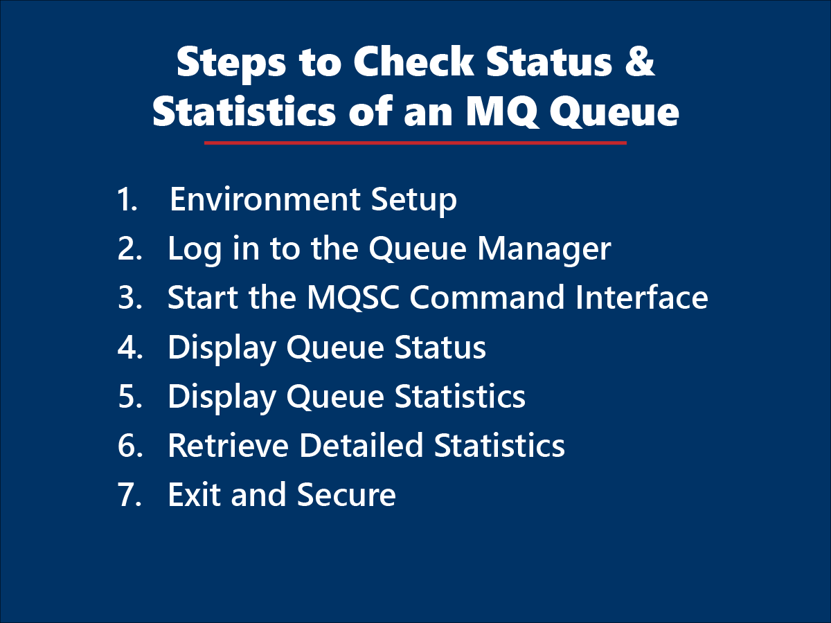 Steps to Check MQ Queue status and statistics